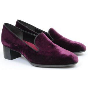 Munro Allee Size 10 Velvet Smoker Block Heel Burgundy Loafers Goth Whimsigoth
